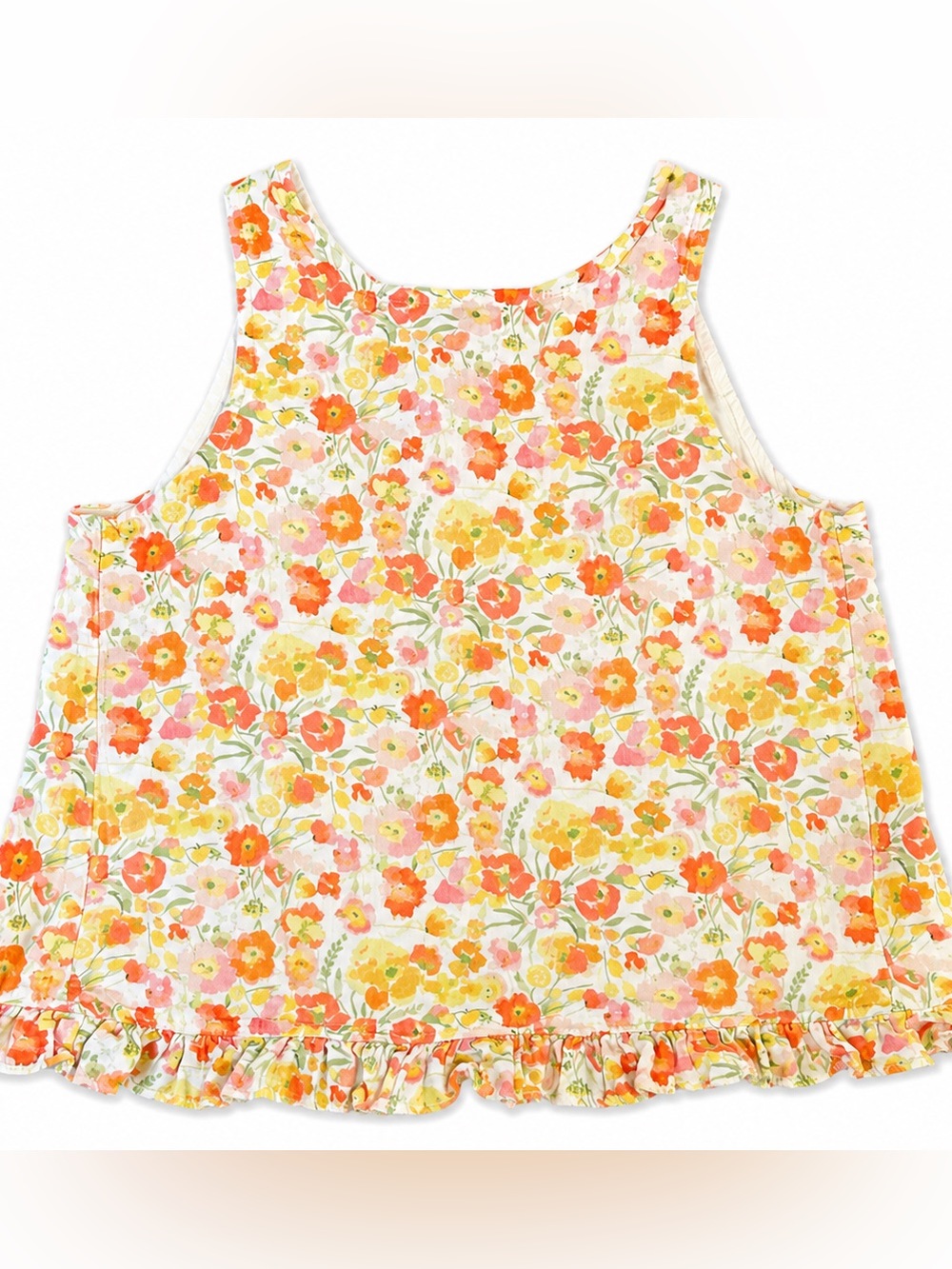 Stitchy Fish Girls Size 5 Floral Ruffle Open Back Top